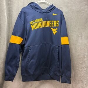 Nike West Virginia Mountaineers Hoodie Mens XXL Blue Yellow Dri-FIT Pullover